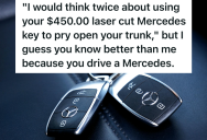 Mercedes Benz Driver Uses His Car Key To Try To Pry Open His Trunk, And He Ends Up Having To Have His Car Towed To A Mercedes Dealership