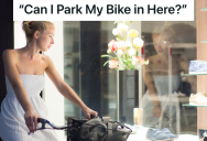 Customer Wants To Park Her Bike Inside A Store While She’s Shopping, But The Employee Tells Her She Can’t Do That