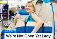 Customer Wanders Into Hardware Store That Isn’t Open Yet And Starts Shopping, But The Manger Has To Escort Her To The Door