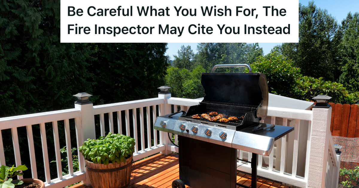 grill on wooden deck