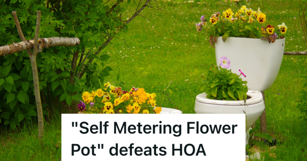 toilet flower pot in yard