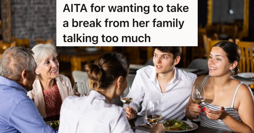 family thinking wine and talking