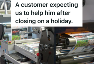 Customer Shows Up Ten Minutes After Printing Store Has Closed, So The Employee Refuses To Take On A Large Printing Job