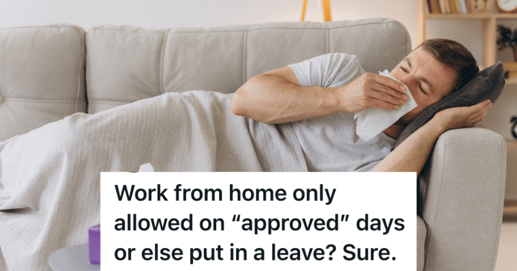 sick man laying down on couch blowing his nose