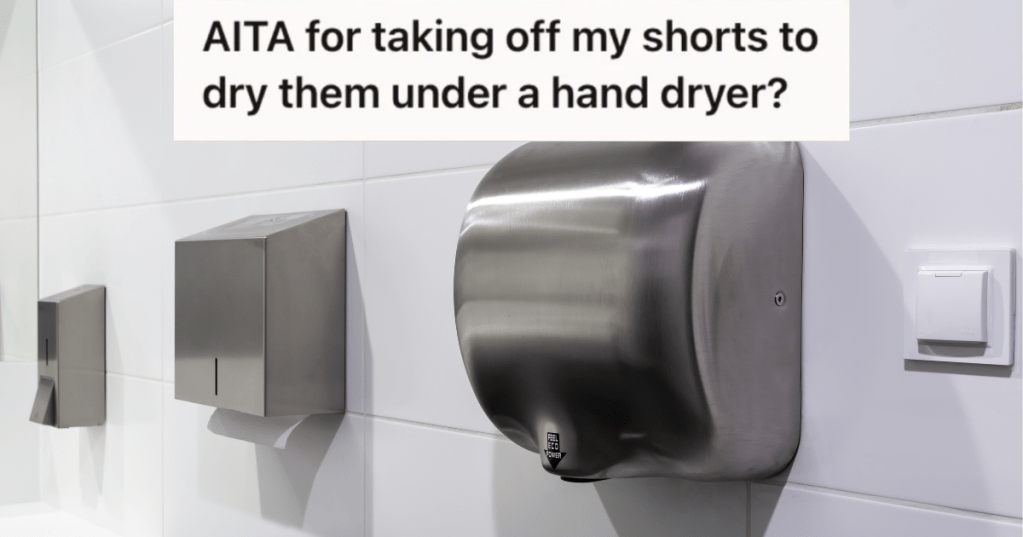 hand dryer in bathroom