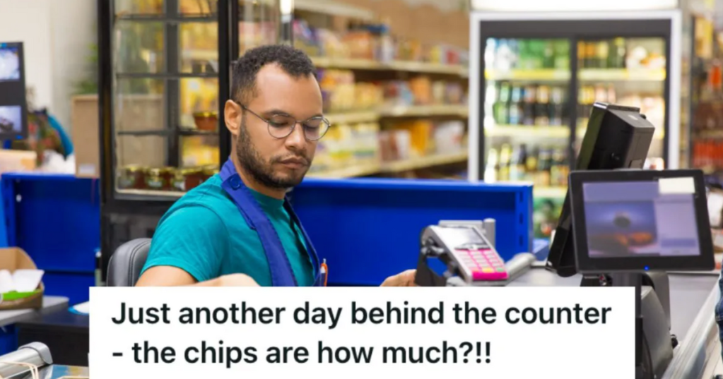 man working as a cashier