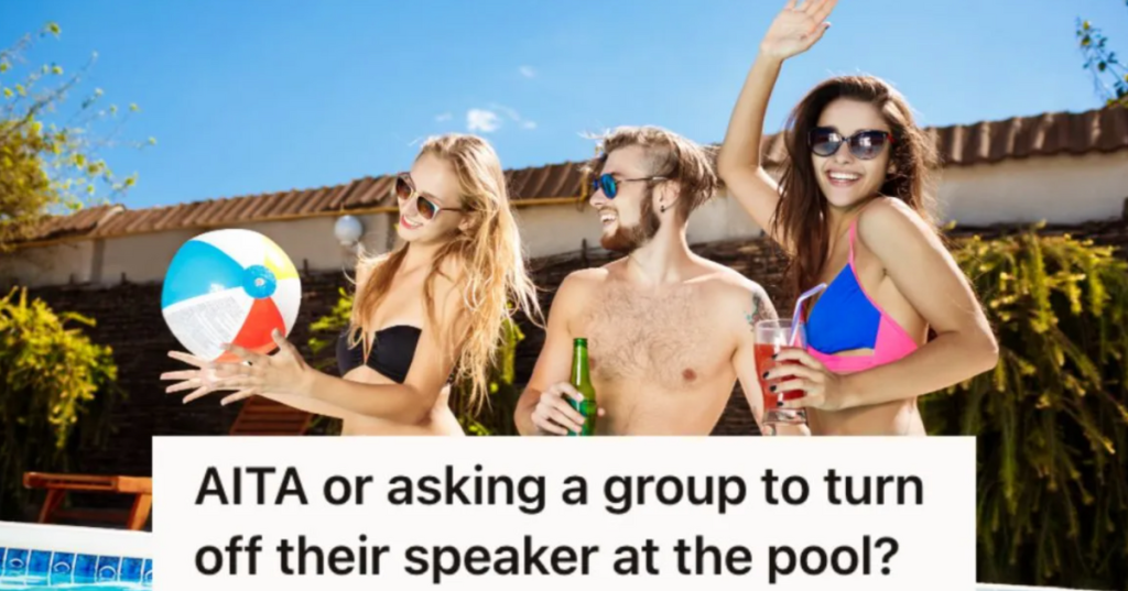 Adults partying by the pool