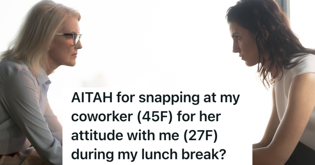 older and younger business women staring at each other