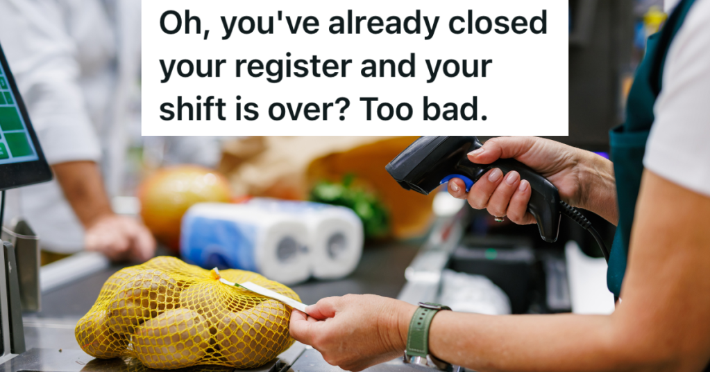 cashier scanning customer's groceries