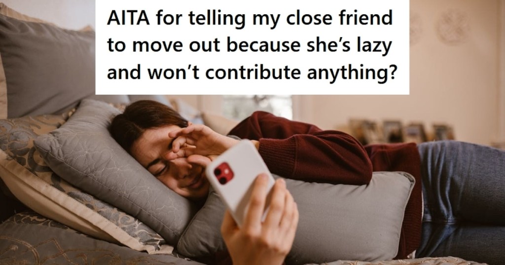 Woman using phone on bed