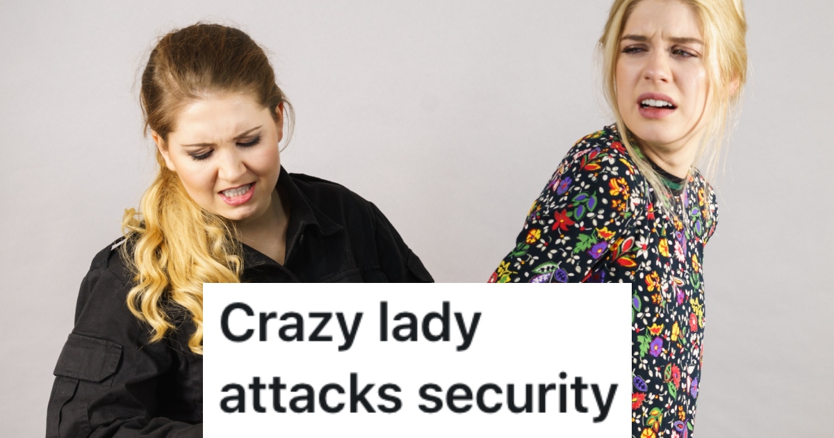 security guard arresting a woman