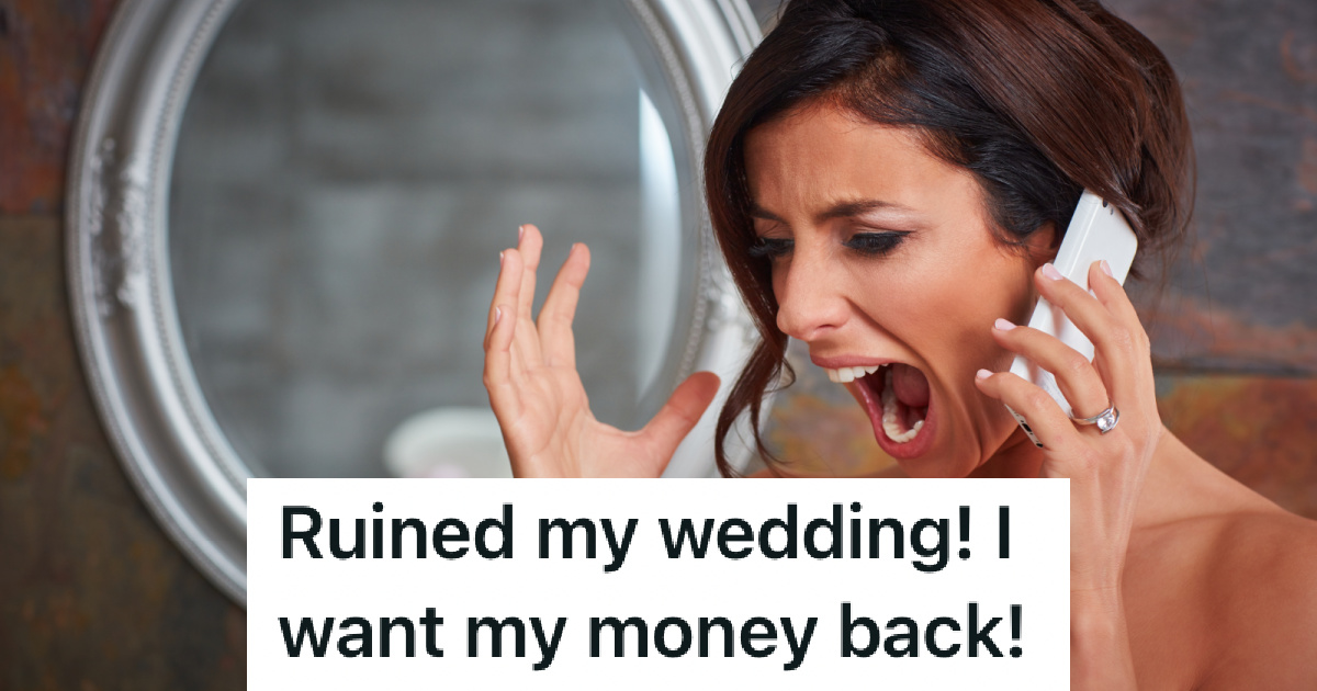angry bride yelling into phone