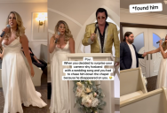 A Bride Serenaded Her New Husband With An Elvis Song, But It Doesn’t Look Like He Was Too Impressed