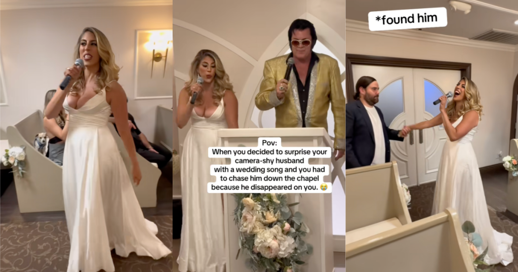 woman singing at her wedding