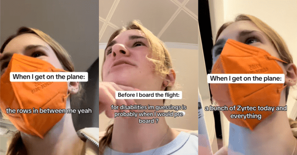woman getting on a plane