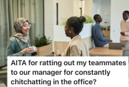Young Employee Gets Distracted By Coworkers Who Spend Hours Chitchatting At Their Desks, So He Reports Them To The Manager For Slacking Off