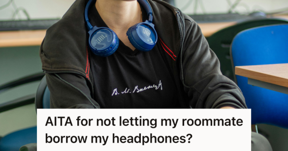 college student wearing headphones