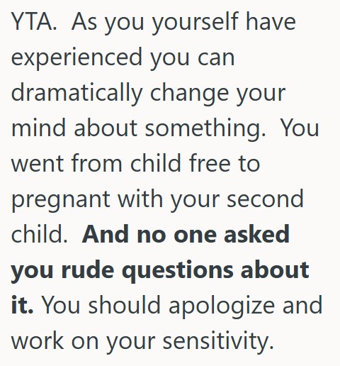 comment 1 113 Her Sister In Law Criticized Her Choice To Be A Stay At Home Mom, So She Asked Her If She Was Excited To Return To Work After Maternity Leave