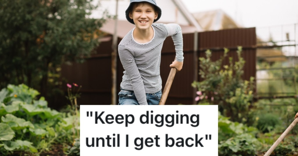 teenager digging a hole