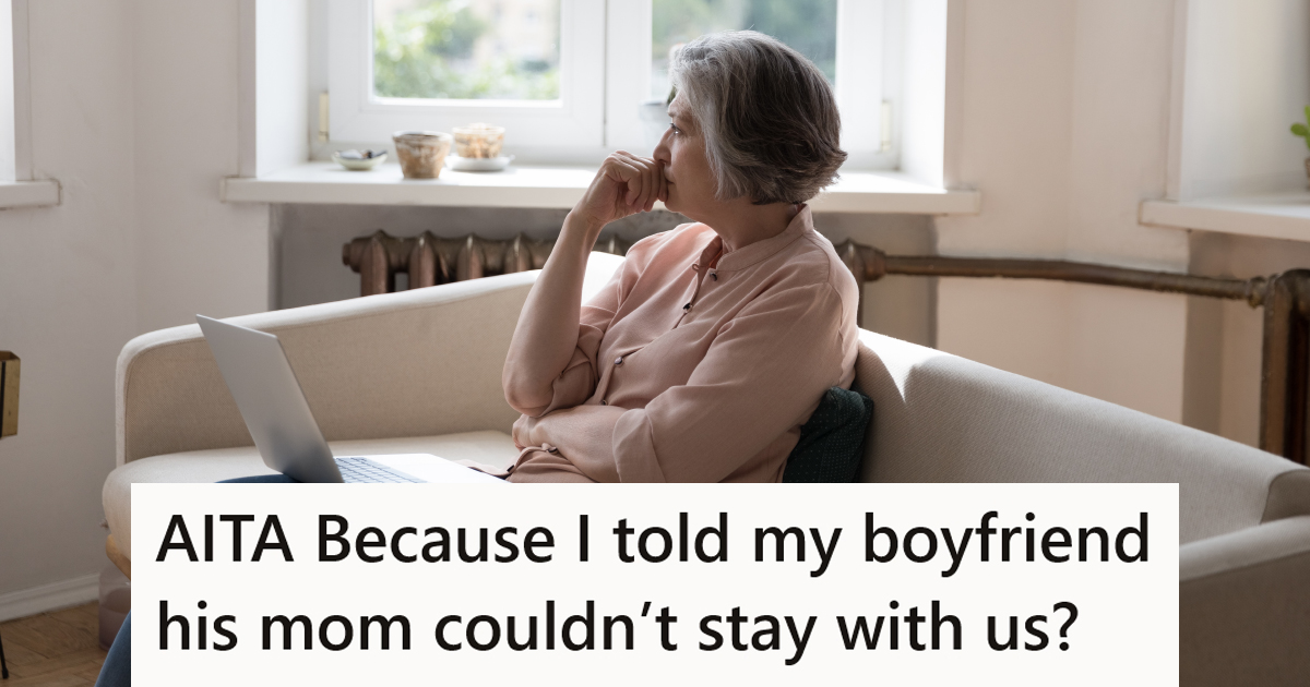 Boyfriend Wants Mom To Come Visit For A While, But Girlfriend Says Shes Just Way Too Busy For A Houseguest A worried looking women sitting on a couch