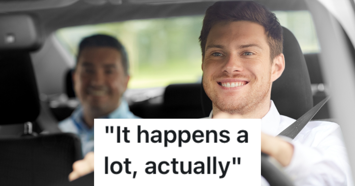 man driving a passenger in his car