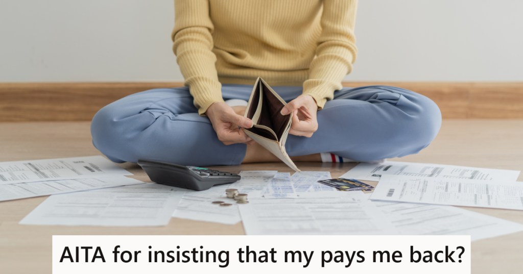 A woman on the floow with an empty money bag