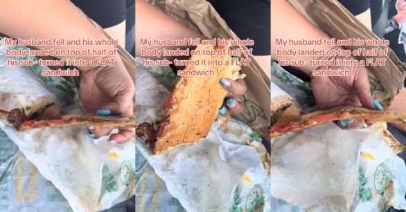 A flattened Subway sandwich