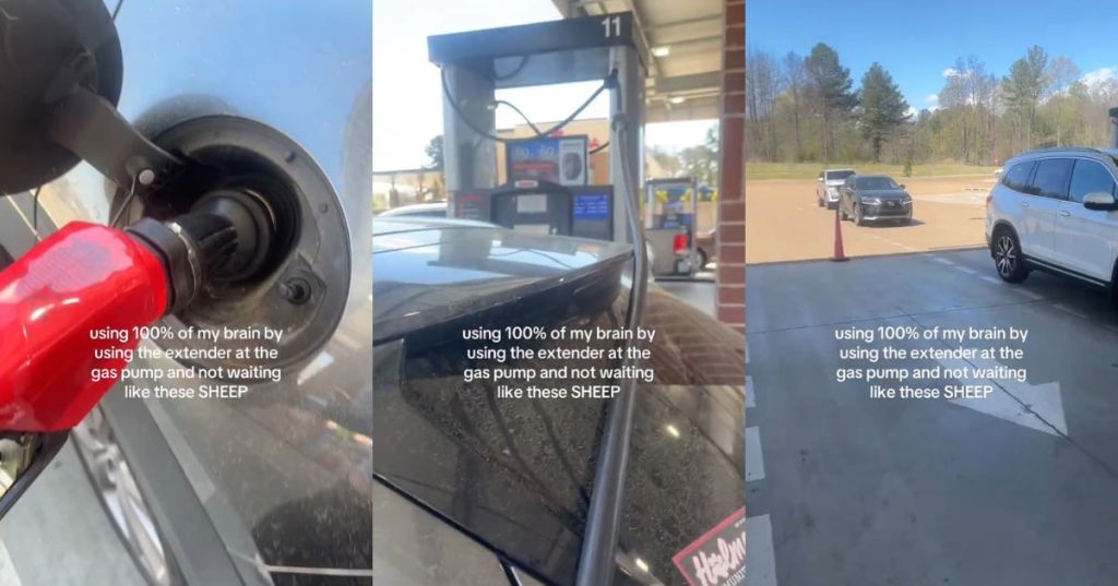 Using the pump extender at the gas station