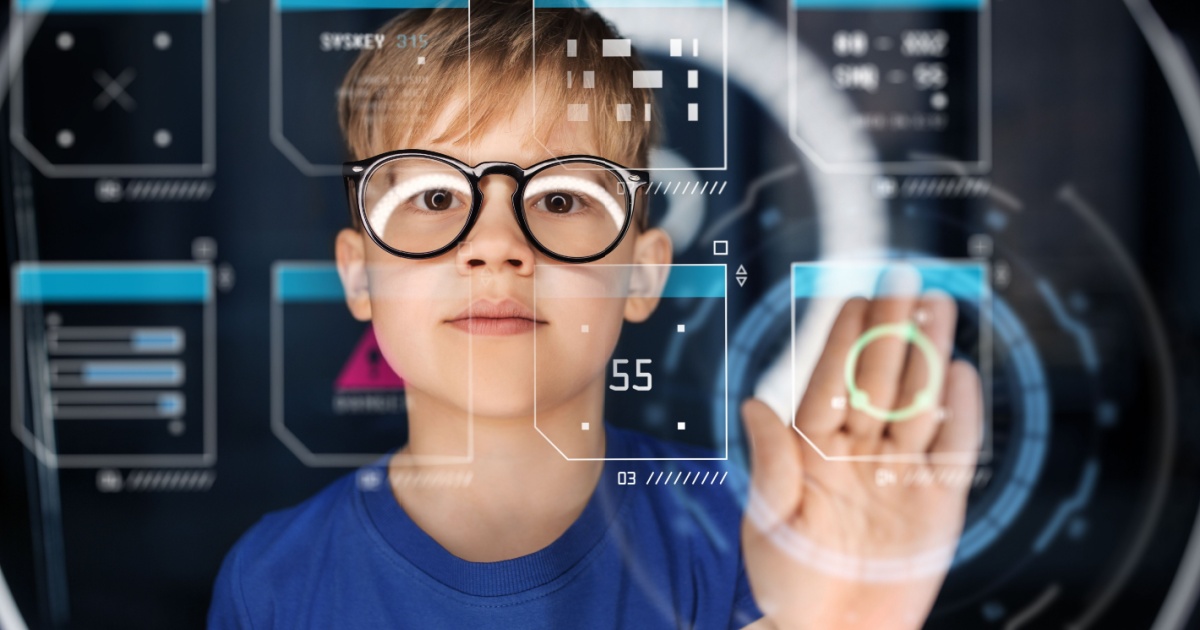 Kid wearing smart glasses