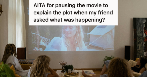 group of women watching film on projector