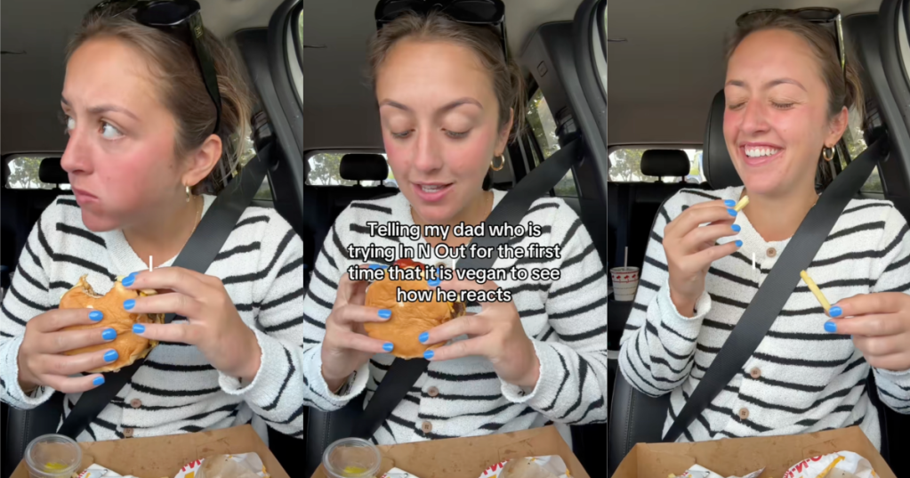 woman eating a burger