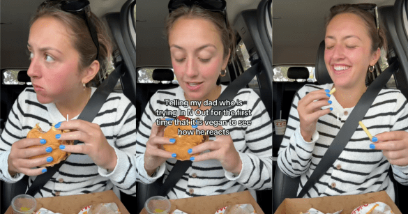 woman eating a burger