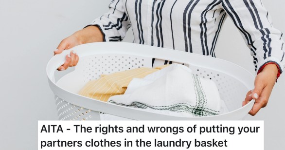 woman holding laundry basket