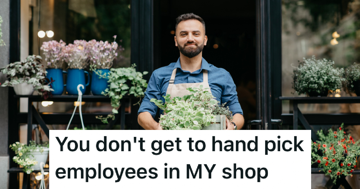 male florist holding bouquet
