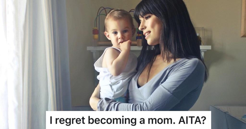 mom holding an infant/baby