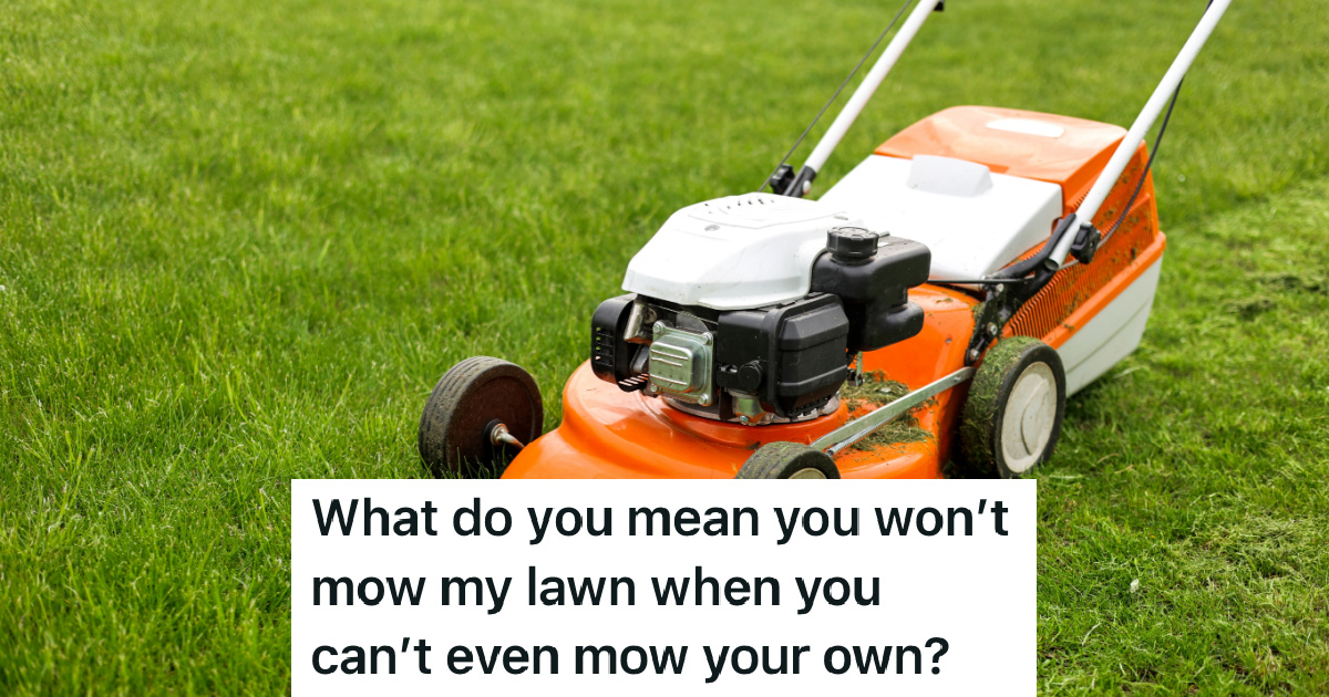 mowing the grass while wet