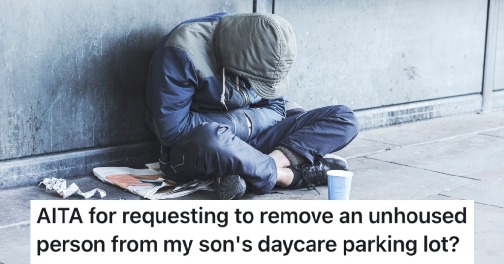 homeless man hunched over