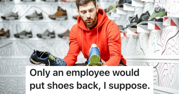 man in a shoe store