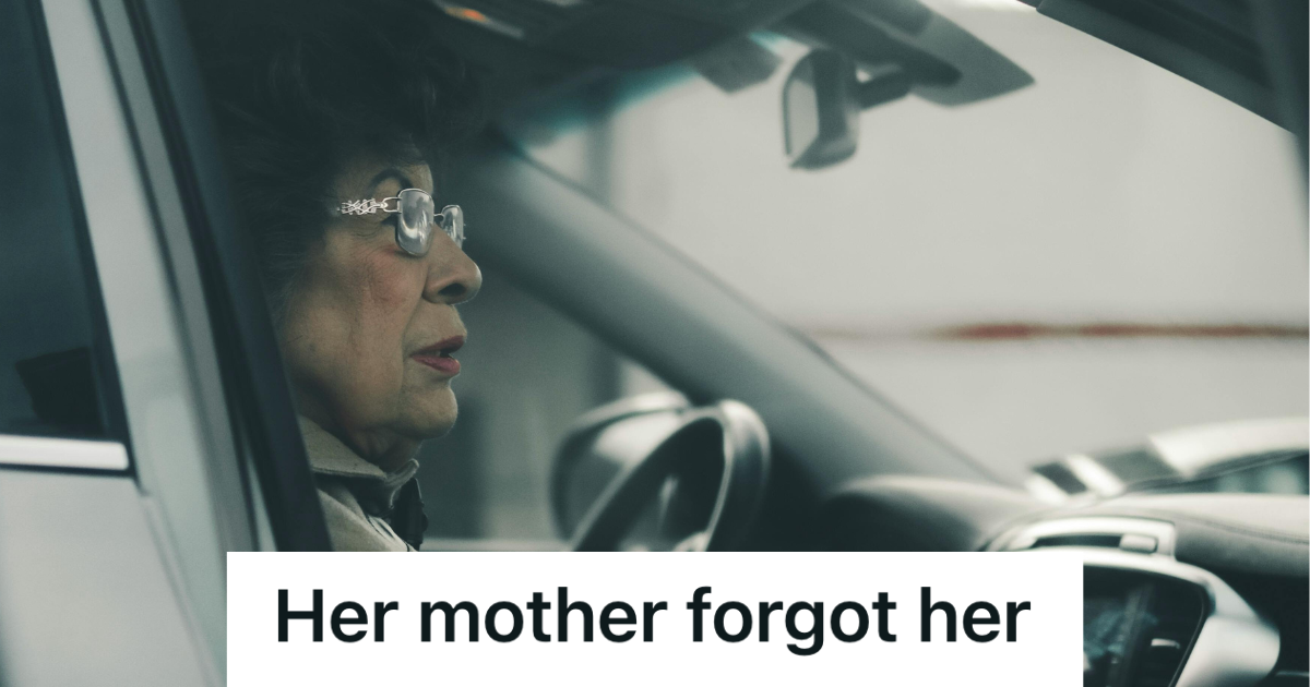 Rude Customer Parked In A Pickup Spot, So Her Mother With Dementia Drove Off And Left Her Behind older woman in the car