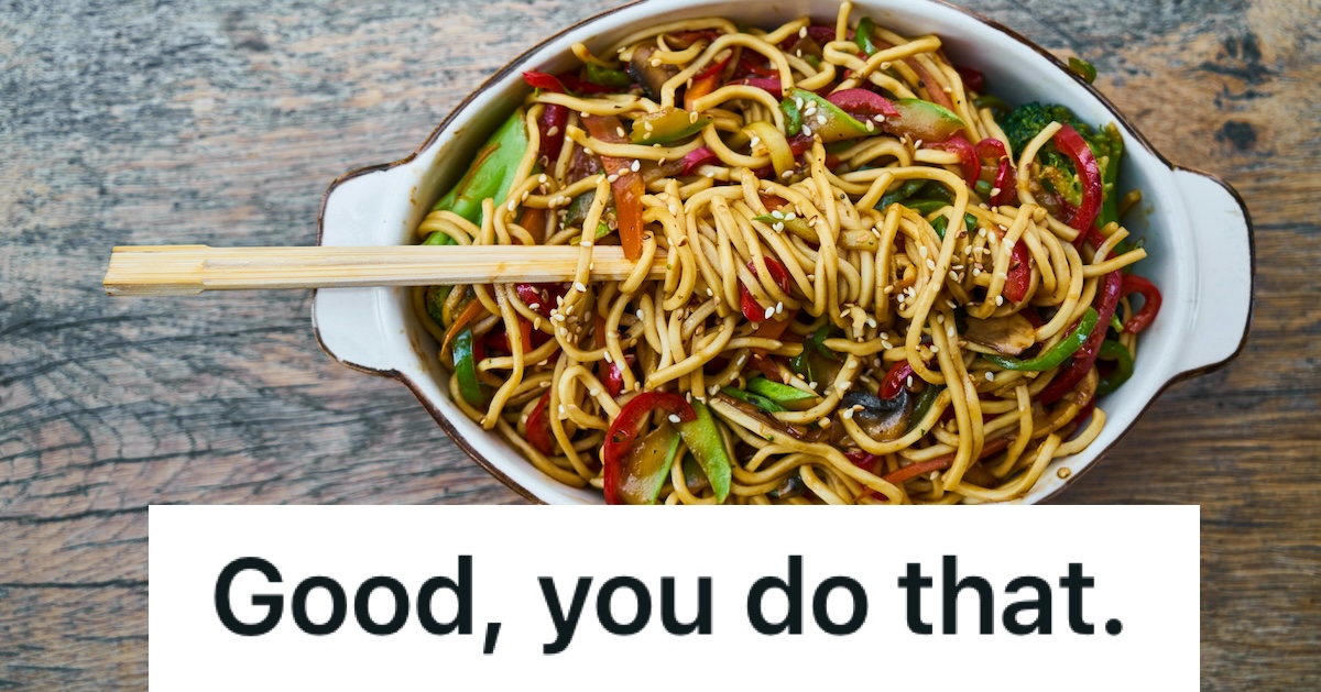 bowl full of noodles and vegetables with chopsticks