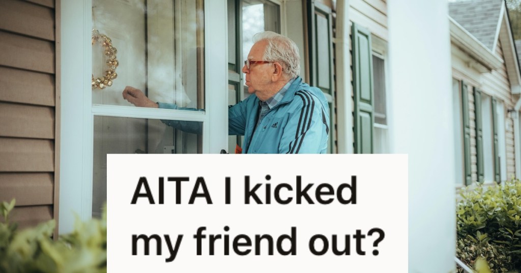 old man knocking on front door