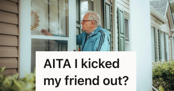 old man knocking on front door