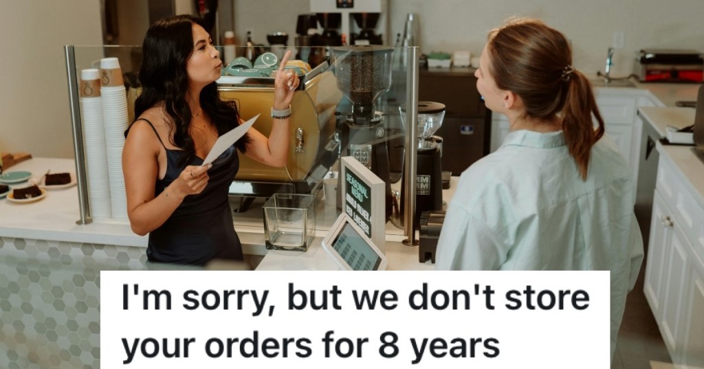 retail employee looking at receipt