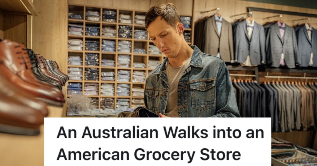 man checking out in a clothing store