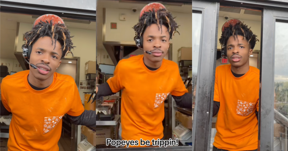 man at a popeyes restaurant