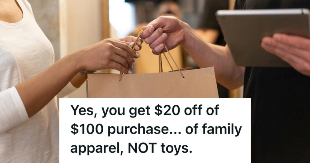 retail transaction with shopping bag