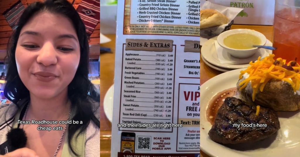 woman eating at Texas Roadhouse