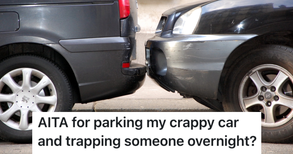 two cars parked bumper to bumper