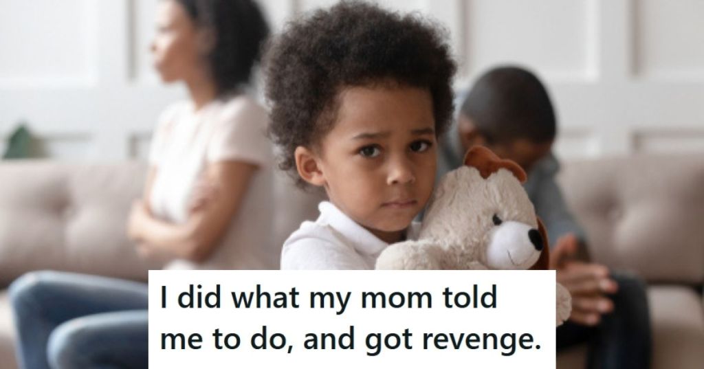 Sad kid with neglectful mom