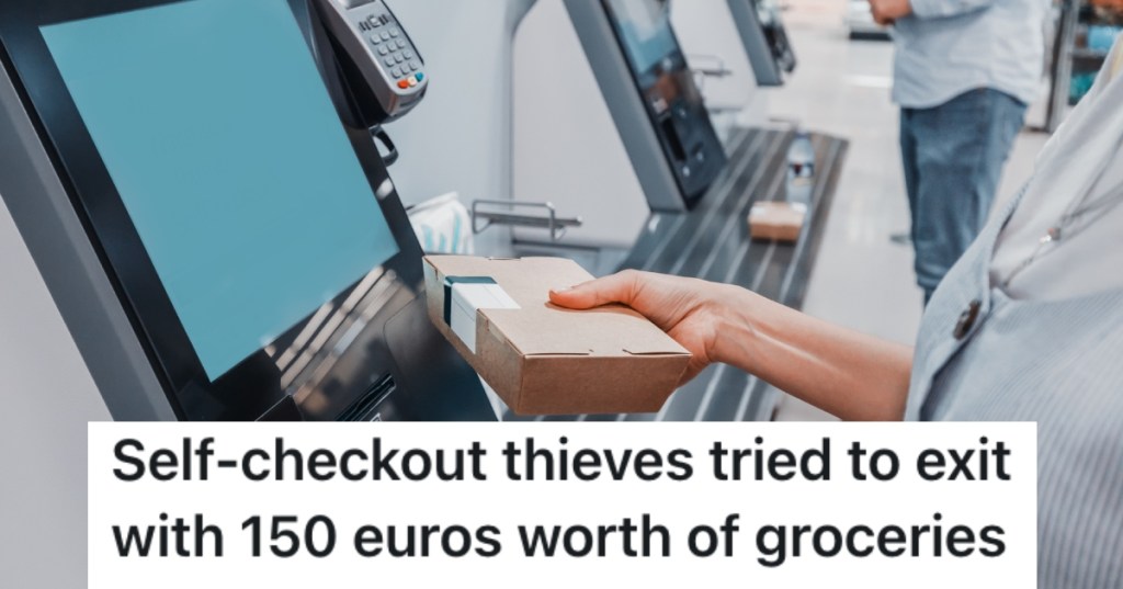 people at self-checkout registers